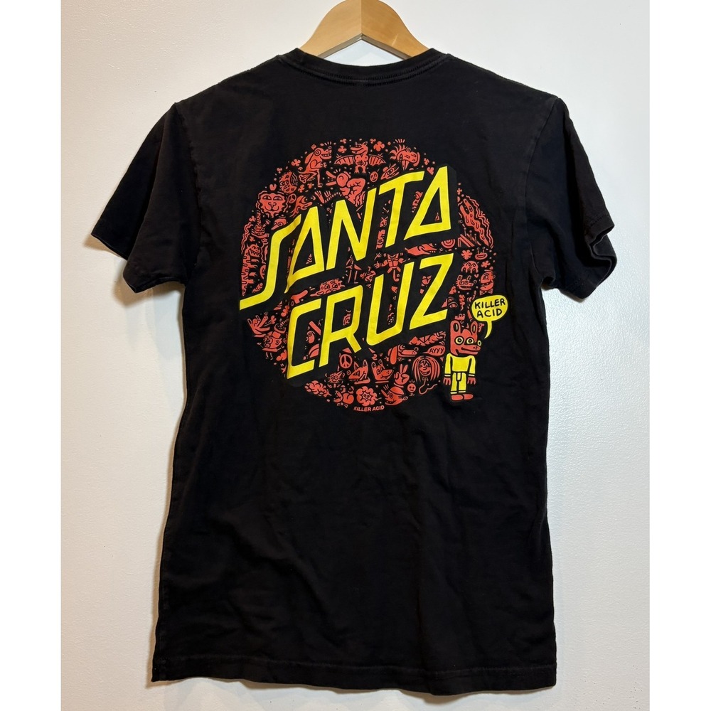 Santa Cruz x Killer Acid Mens‎ Small Black Graphic T-Shirt Skate Psychedelic Tee